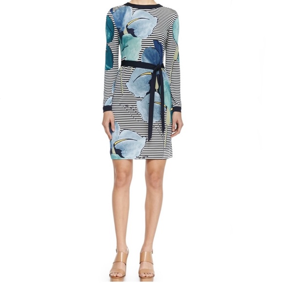 TORY BURCH-ANNETTE TIE/WAIST FLORAL
SILK DRESS SIZE S/P - Picture 1 of 4